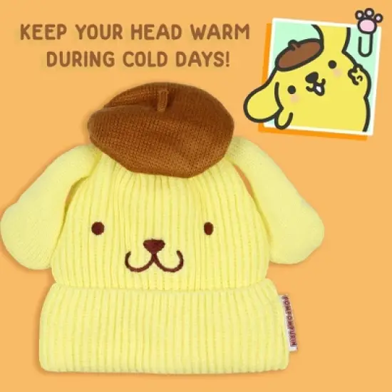Sanrio Hello Kitty Adult Pompompurin Embroidered Character Cuffed Beanie Cap Hat OSFM image {4}