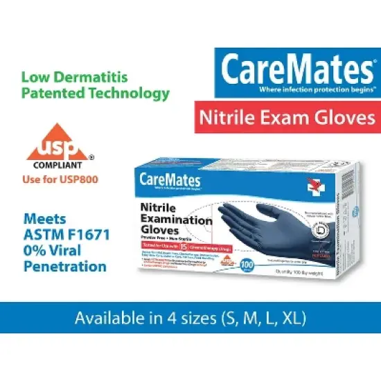 CareMates Nitrile Examination Gloves Powder Free XL, 100 Ct image {1}