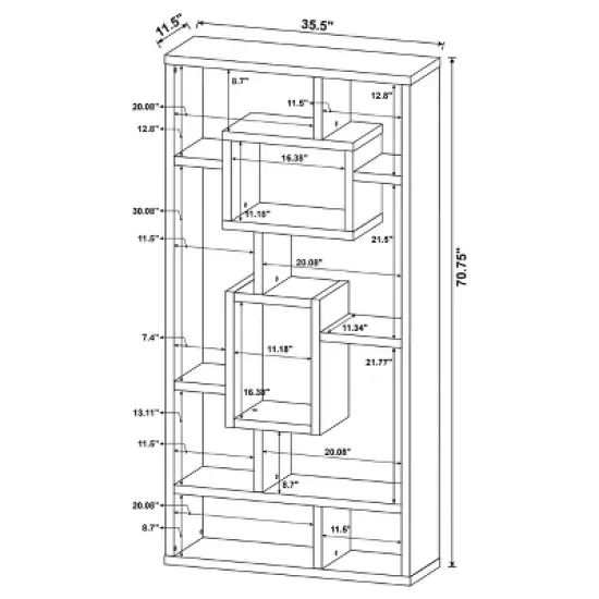Howie 10 Shelf Bookcase - Coaster image {4}