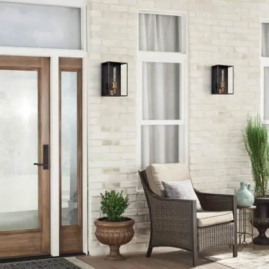 C Cattleya 1-Light Brass Outdoor Wall Light Fixture with Dark Bronze Finsh,12in image {5}