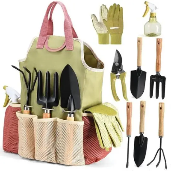 Gardening Tools Set of 10 Pieces - Complete Garden Tool Kit Comes with Bag, Gloves, Garden Tool Set with Spray Bottle Indoors & Outdoors &ndash; Play22Usa image {9}