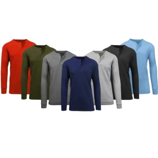 Galaxy By Harvic Men's Waffle-Knit Thermal Henleys image {1}