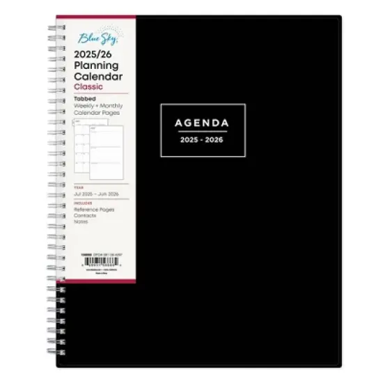 Blue Sky 8.5"x11" 2025-2026 Weekly/Monthly Wirebound Planner Solid Black image {2}