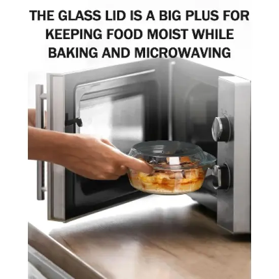 Itopfox Clear Round Glass Casserole with Lid, Microwave & Oven Safe Bakeware, Freezer & Dishwasher Friendly, Easy Grab Baking Dish image {3}