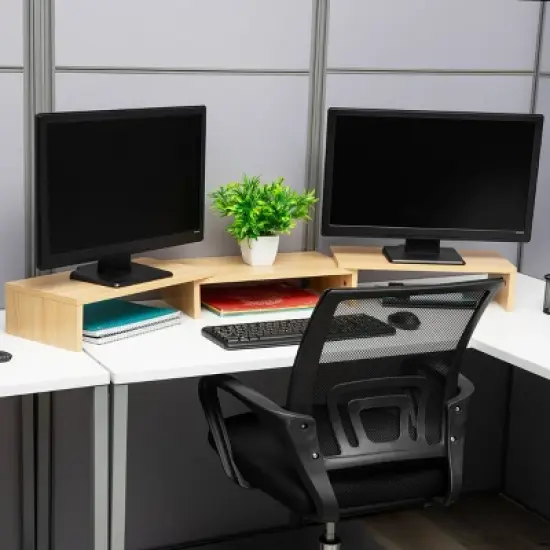 Mind Reader Dual Monitor Stand Height Adjustable Laptop Riser MDF image {1}