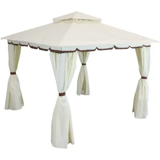 Sunnydaze Soft Top Rectangle Patio Gazebo with Screens and Privacy Walls for Backyard, Garden or Deck image {9}