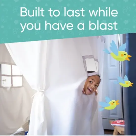 Hearthsong Cozy Cottage Bed Canopy with LED Lights Designed for Twin or Queen-Sized Bed - Gray image {5}