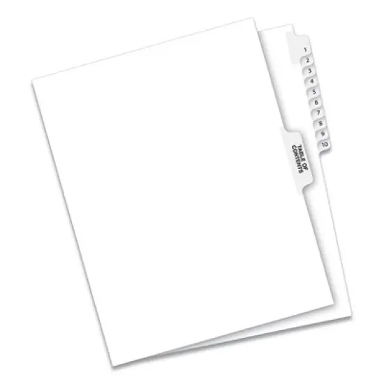 Avery Preprinted Legal Exhibit Side Tab Index Dividers, Avery Style, 11-Tab, 1 to 10, 11 x 8.5, White, 1 Set image {6}