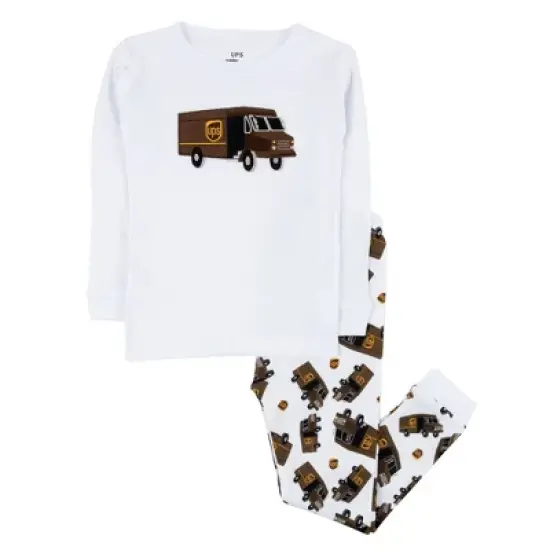 Leveret Kids Two Piece Cotton UPS Truck Pajamas image {8}