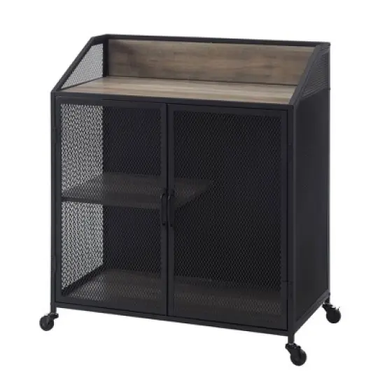 Urban Industrial Metal Mesh Bar Cart with Wheels - Saracina Home image {7}