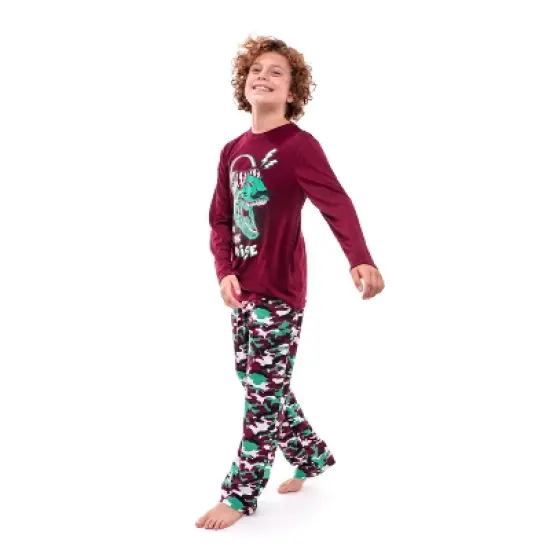 Sleep On It Boys Loud Dino Brushed Jersey 2-Piece Pajama Sleep Set image {2}