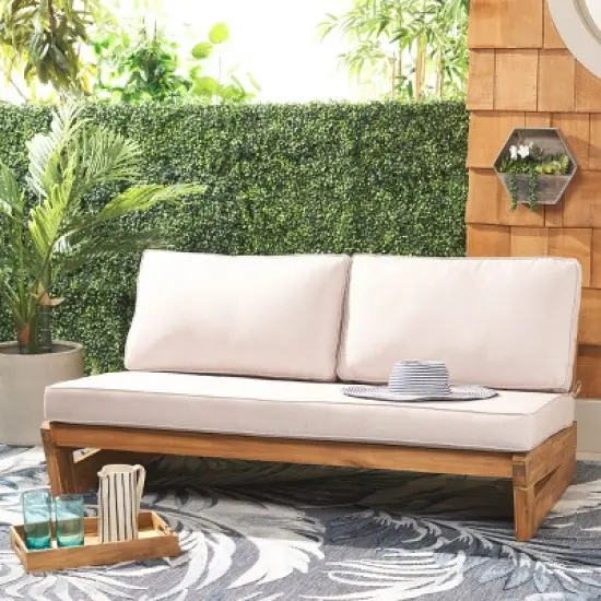 Chester 2 Seater Sofa - Indoor/Outdoor - PAT7322 - Natural/Light Grey - Safavieh image {1}