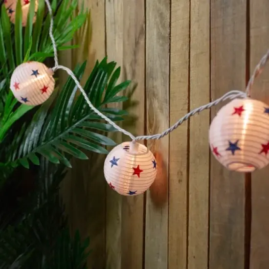 Northlight Patriotic Stars Paper Lantern Patio Light Set - 8.5' White Wire - 10ct image {4}