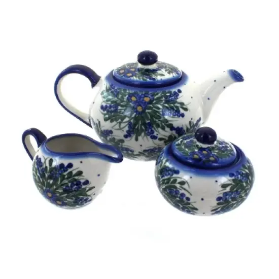 Blue Rose Polish Pottery 1700 WR Unikat 3 Piece Tea Set image {4}