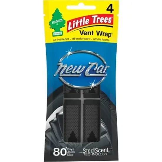 Little Trees 4pk Vent Wrap New Car Scent Air Fresheners: Car Freshener Vent Clip, Disposable, Black, 2 Weeks Duration image {4}
