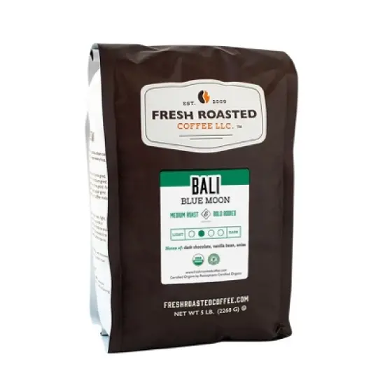 Fresh Roasted Coffee, Organic Bali Blue Moon Coffee, Whole Bean image {6}