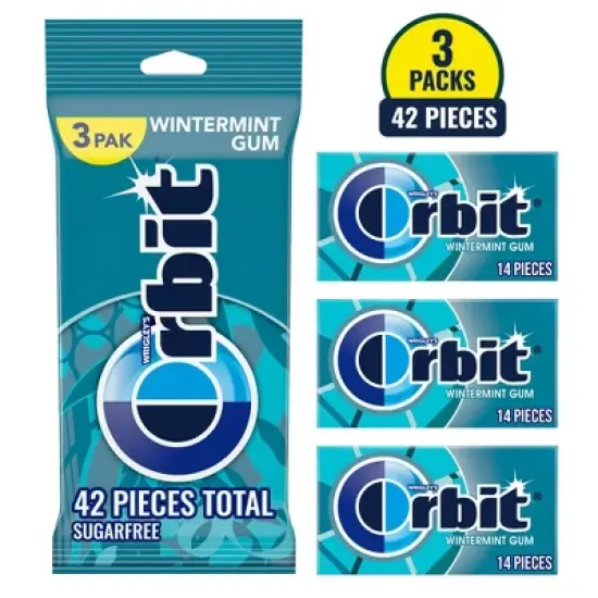 Orbit Sugar-Free Wintermint Chewing Gum - 14ct/3pk image {9}