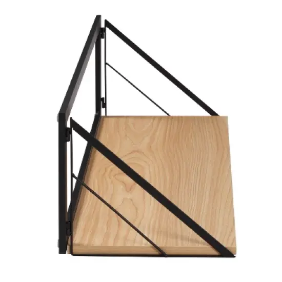 Honey-Can-Do Large Laundry Wall Shelf with Wood Light Oak image {5}