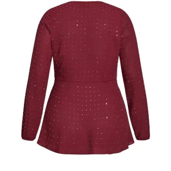 Women's Plus Size Bling Flirt Top - ruby | CITY CHIC image {4}