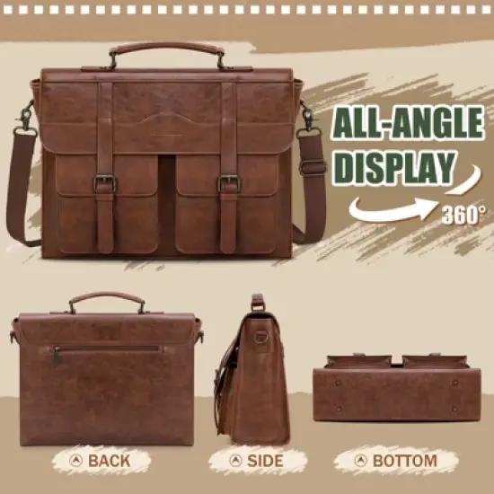 Mens Messenger Bag  Vintage Leather Laptop Briefcase Satchel Computer Shoulder Bag image {1}