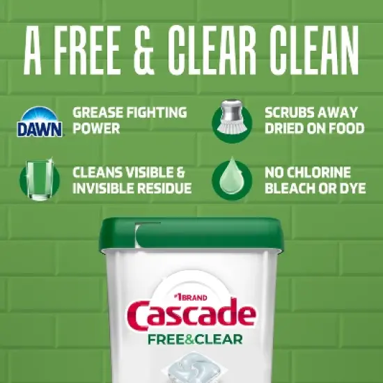 Dawn Cascade Free & Clear Action Pacs Dishwasher Detergent Tablets - Lemon Essence image {3}