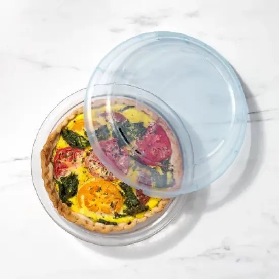 OXO Glass Deep Dish Pie Plate with Lid: Round Pie Pan & Carrier, Dishwasher-Safe, 44.8 Volume Capacity image {4}