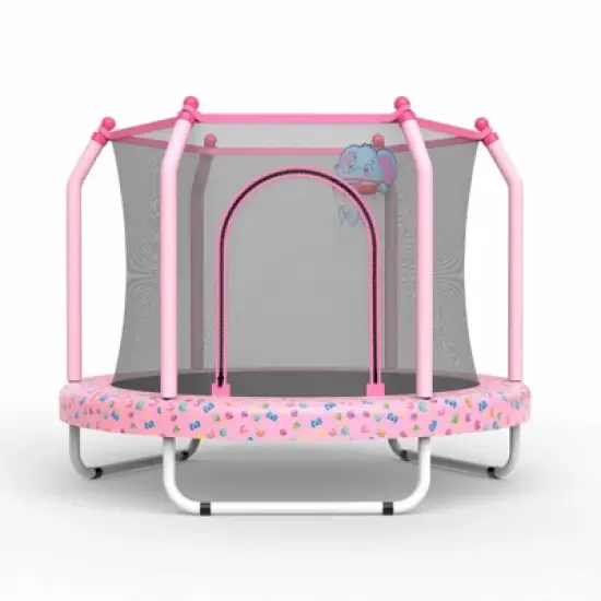 Aukfa 55 inch Kids for Ages 1-8 Trampoline with Handle - Indoor/Outdoor Toddler Trampoline, 6-Leg Design for Safety & Stability image {13}