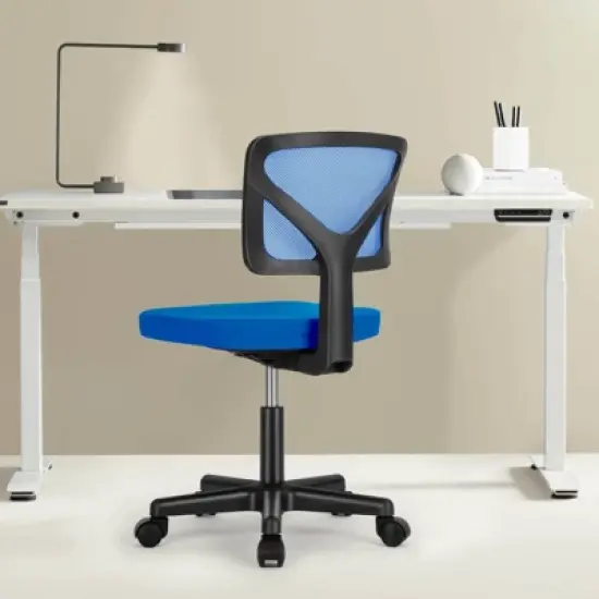 Armless Mesh Office Chair with Adjustable Height and Lumbar Support, Swivel Rolling Computer Desk Chair for Small Spaces image {9}