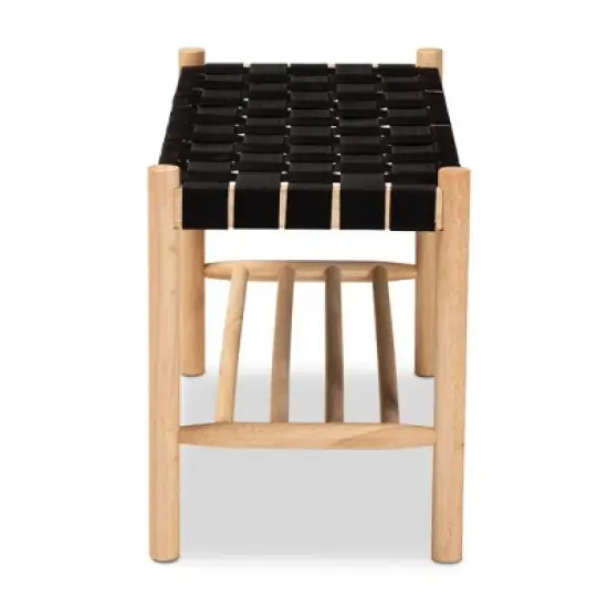 Cadmus Rustic Wood Bench Black/Oak Brown - Baxton Studio image {5}