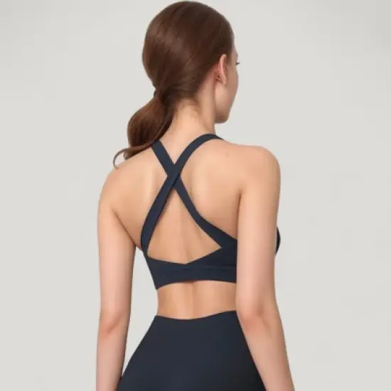 Anna-Kaci Active Women's Scoop Neck Seamless Athletic Crop Top with Wide Shoulder Straps image {5}