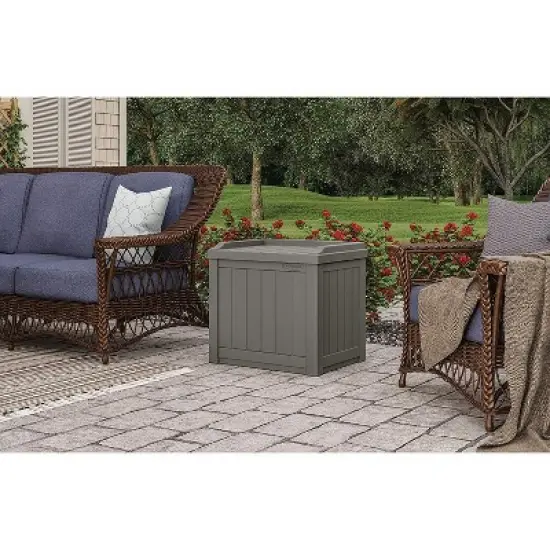 Suncast SS601 22 Gallon Outdoor Patio Small Deck Box w/ Storage Seat image {5}