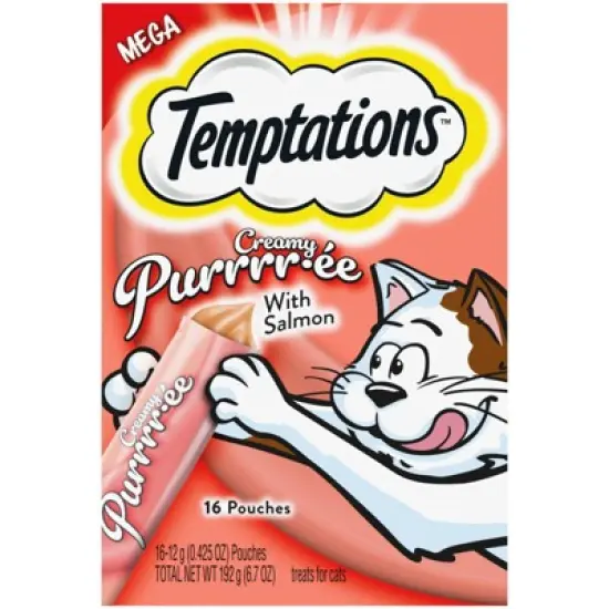 Temptations Creamy Puree with Salmon Lickable Squeezable Adult Cat Treats image {8}