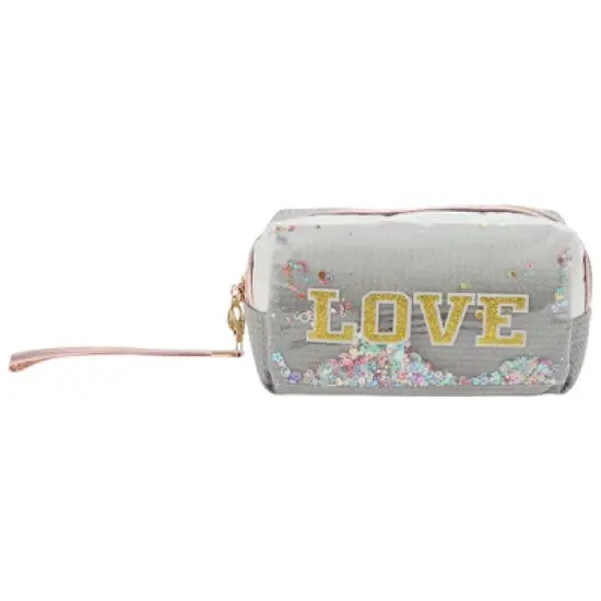 Unique Bargains Women's Sequin Embroidery LOVE Makeup Bag 1 Pc image {4}