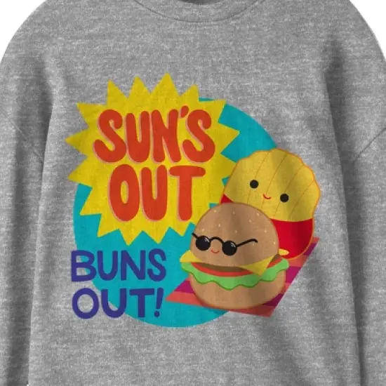 Squishmallows Sun's Out Buns Out Crew Neck Long Sleeve Athletic Heather Youth Tee image {1}