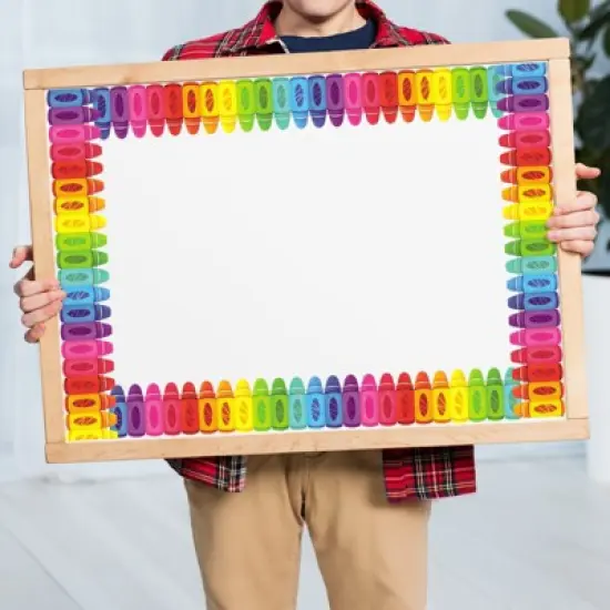 Wrapables 60 Feet Bulletin Board Border Trim Stickers, Crayons image {3}