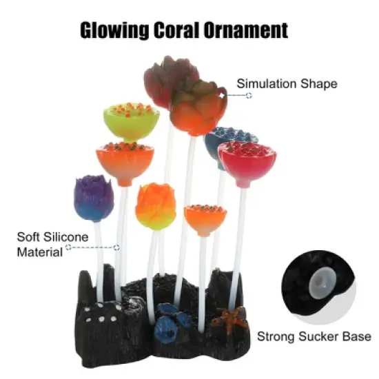 Unique Bargains Soft Silicone Glowing Aquarium Lotus Flower Multicolor image {2}