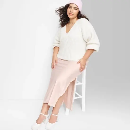 Women's Satin Lace Trim Midi Skirt - Wild Fable&trade; image {5}