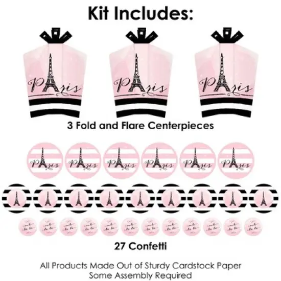 Big Dot of Happiness Paris, Ooh La La - Paris Themed Baby Shower or Birthday Party Decor and Confetti - Terrific Table Centerpiece Kit - Set of 30 image {2}