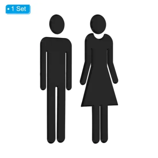 Unique Bargains Self-Adhesive Office Business Men Women Restroom Sign 1 Pair image {2}