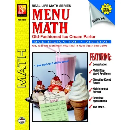 Remedia Publications Menu Math: Old-Fashioned Ice Cream Parlor Book, Multiplication & Division image {1}