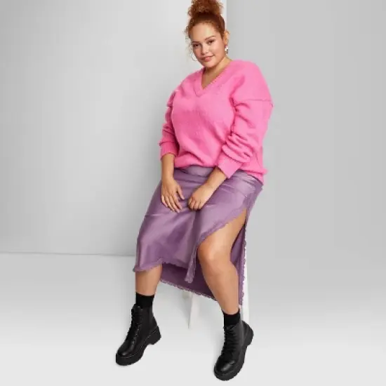 Women's V-Neck Fuzzy Oversized Pullover Sweater - Wild Fable&trade; image {6}