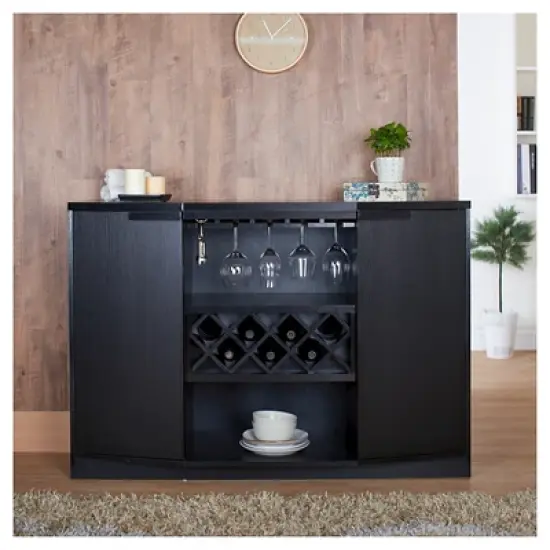 Rosio Transitional Criss Cross Wine Storage Dining Buffet Black - HOMES: Inside + Out image {1}