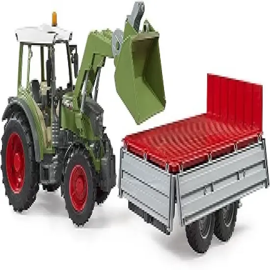 Bruder Fendt Vario 211 with frontloader and trailer image {3}