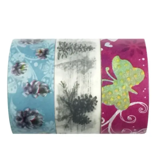 Wrapables Butterfly Dreams Washi Masking Tape (Set of 3), 10M L x 20mm W image {2}