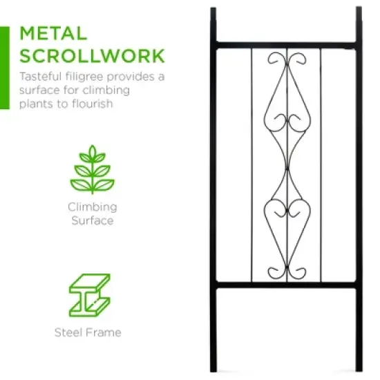 Best Choice Products 92in Steel Garden Arch Arbor Outdoor Trellis for Garden, Climbing Plants w/ Wire Lattice - Black image {1}