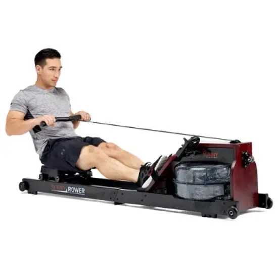 Sunny Health & Fitness Wooden Water Rowing Machine image {1}