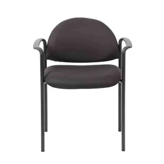 Fabric Modern Stacking Chair Black with Arms - Boss Office Products: Vinyl Upholstery, Metal Frame image {1}