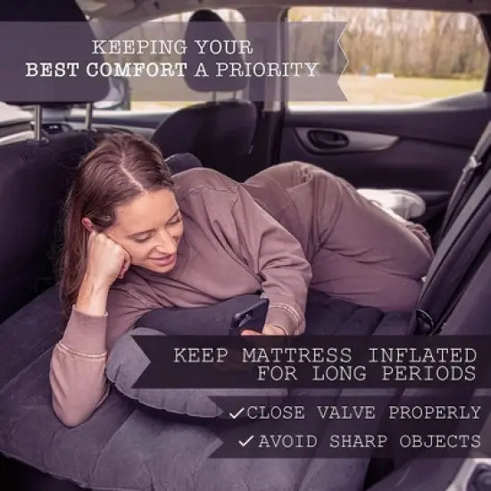 Zone Tech Inflatable Car Travel Air Mattress Back Seat Car blow up camping Bed with 2 Pillows and Pump kit Universal for Car SUV or Truck image {4}