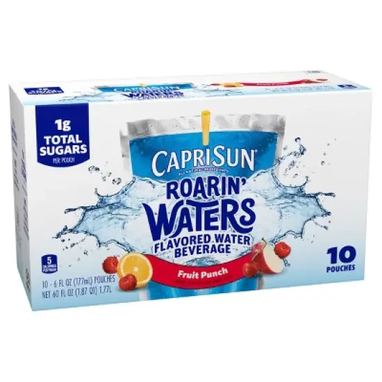 Capri Sun Roarin' Waters Fruit Punch Wave Flavored Water - 10pk/6 fl oz Pouches image {7}