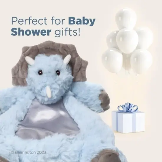 Bearington Baby Wee Lil' Tracer, 12 x 8.5 Inch Light Blue Dinosaur Plush Stuffed Animal, Security Blanket Lovey image {4}